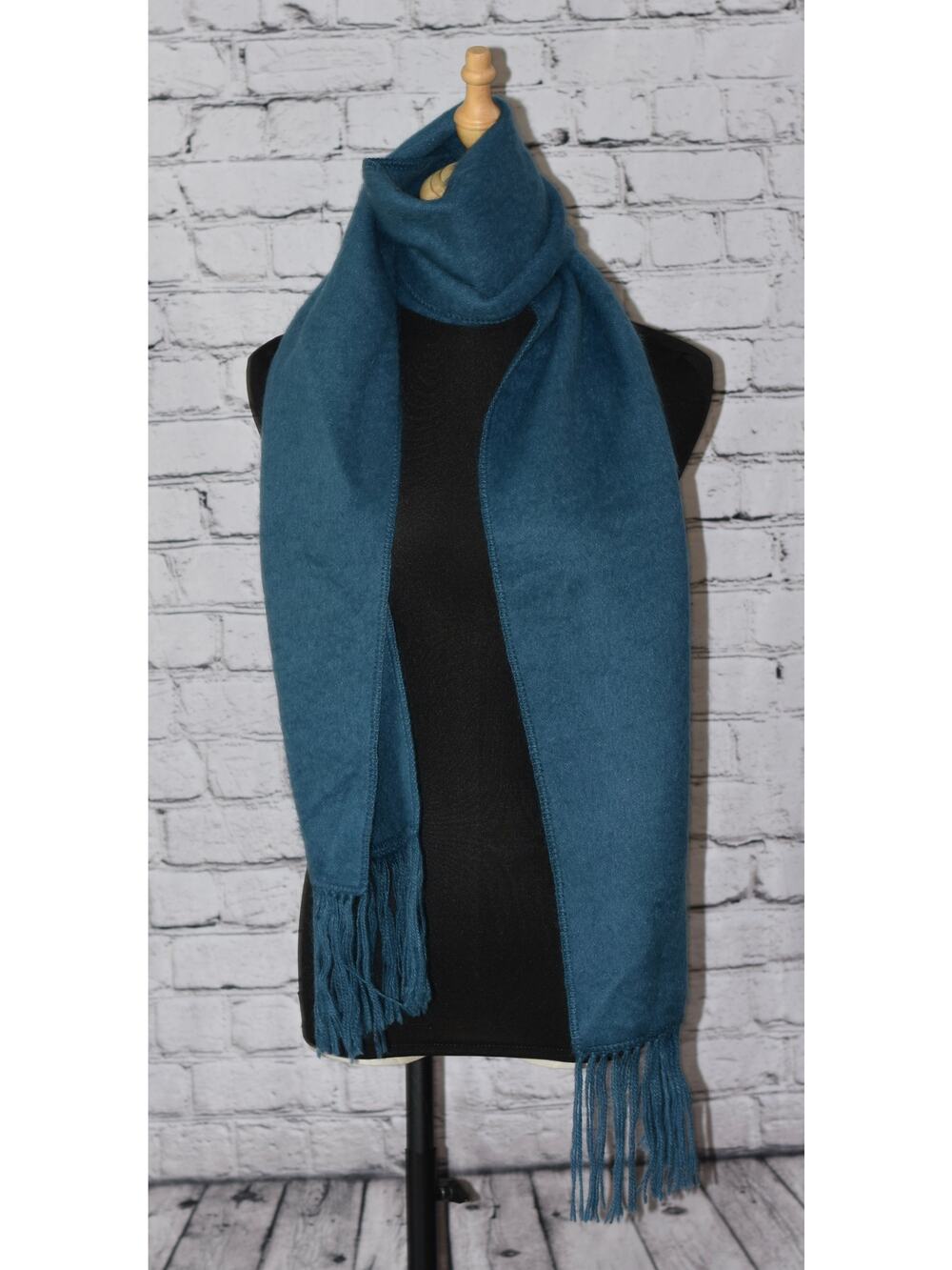 CAPCHATEX Peruvian Long Fringe Soft 100% Baby Alpaca Scarf NEW 70" x 9" Teal